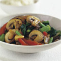 Beef with Mushrooms, Choy Sum and Cashews